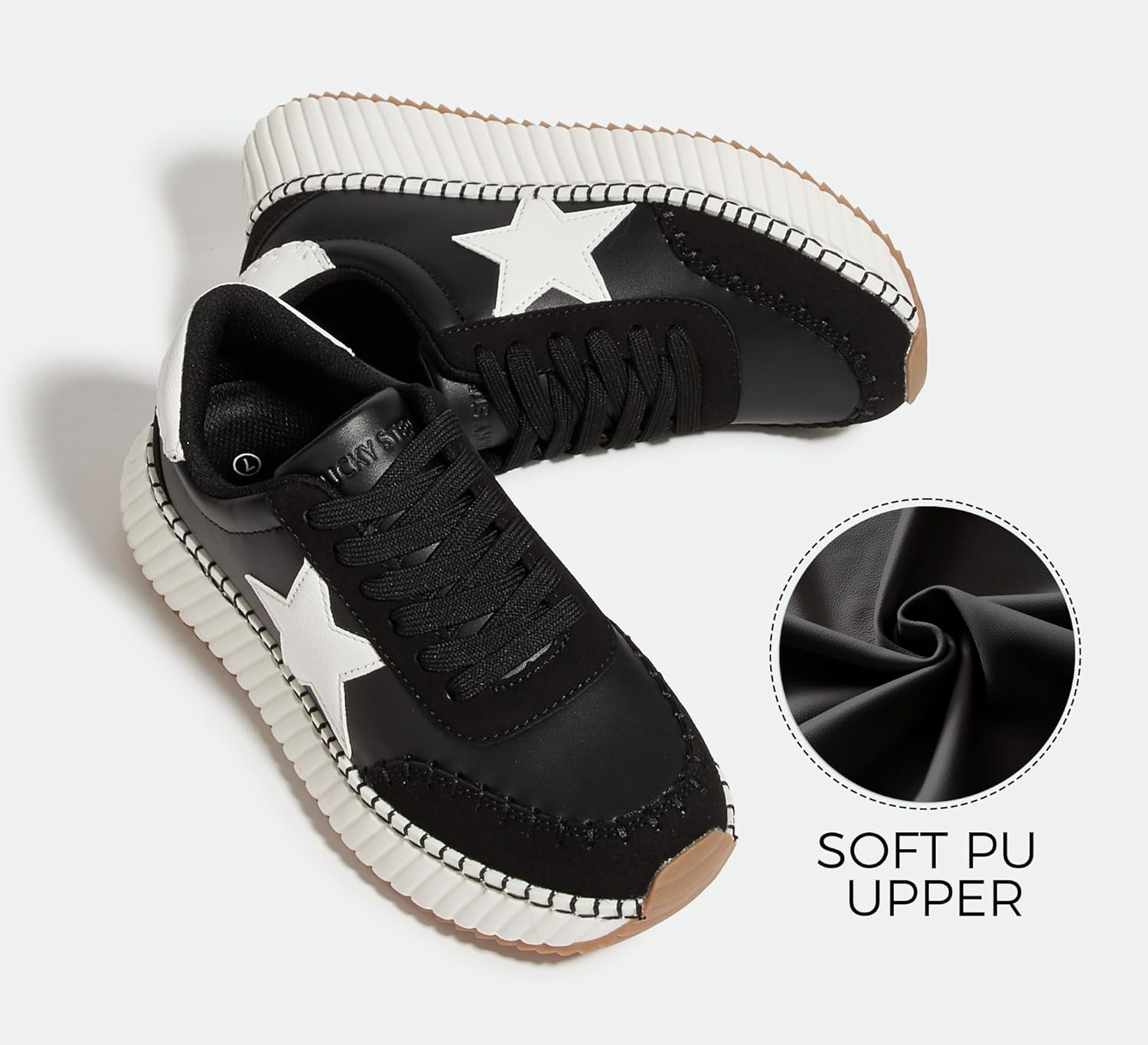 LUCKY STEP Women's Star Platform Sneakers Fashion Chunky Retro Trendy Casual Tennis Running Trainning Walking Shoes - Image 4