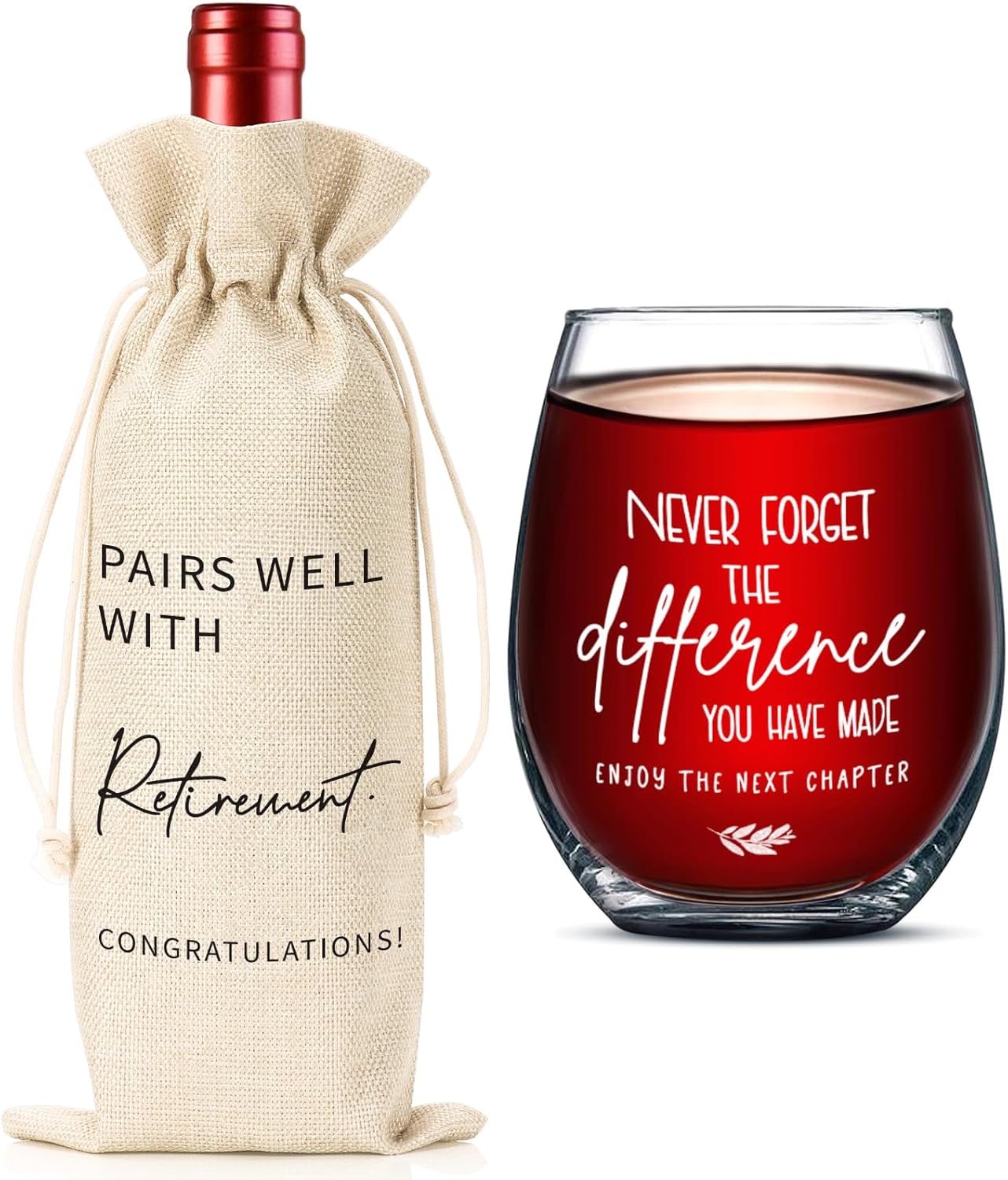 Great Retirement Gifts for Women Men 2025, Retirement Gifts for Her Him Friends Colleague Teachers Nurse Boss Retired Wine Bag Glass Set Present - Goodbye Leaving Gift for Women Men