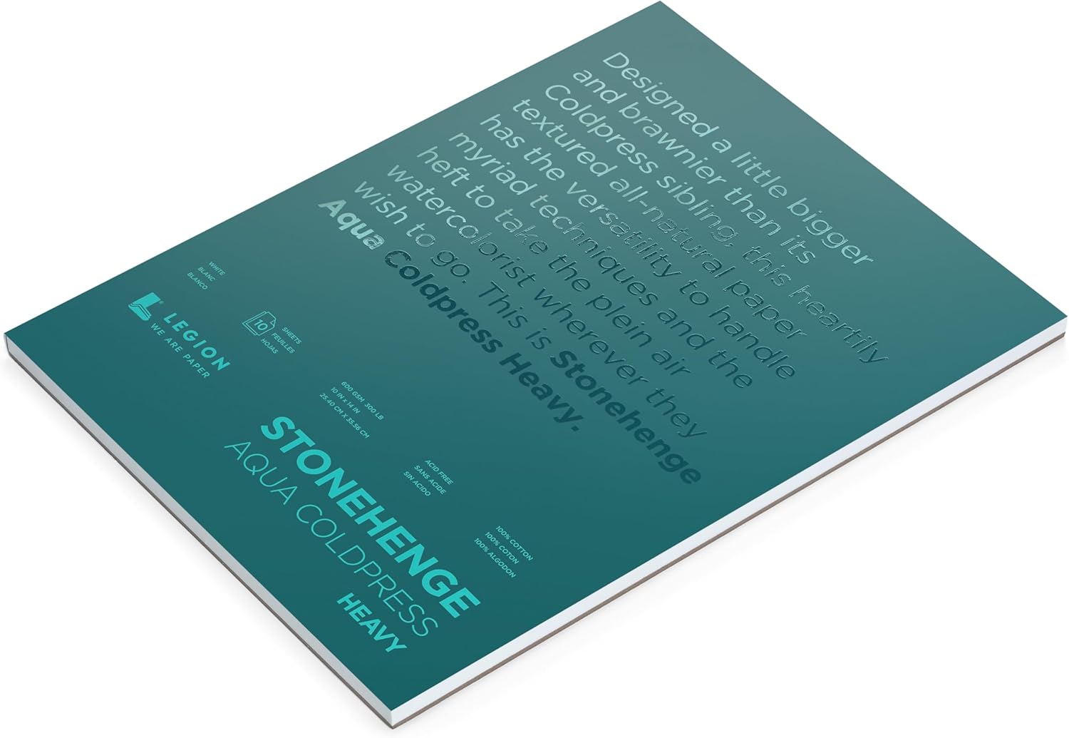 Stonehenge Aqua White Heavy Weight Block, 300lb, Coldpress, 10 x 14 Inches, 10 Sheets for Wet and Dry Media