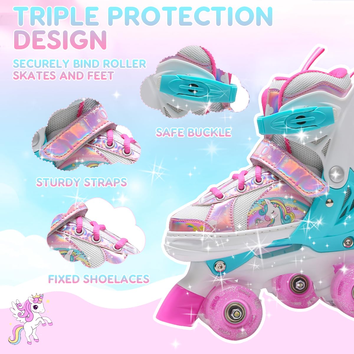 Pattini 2 In 1 Madivo Cottoncandy – Regolabili, ABEC-5, Bianco/rosa, Taglie 26-29 E 30-33
