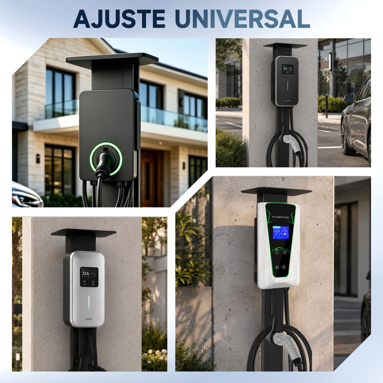 Soporte de pared con soporte para cables, resistente a la intemperie, soporte universal de pared para estaciones de carga de coches eléctricos