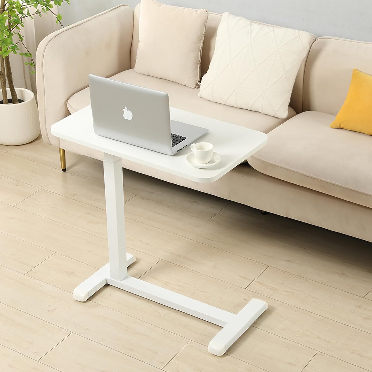 Height-Adjustable Mobile Standing Desk 30" Rolling Laptop Table with Gas Spring Riser & Wheels Ideal for Offices Home Medical or School Use Circular Table Leg Design for Smooth Rolling