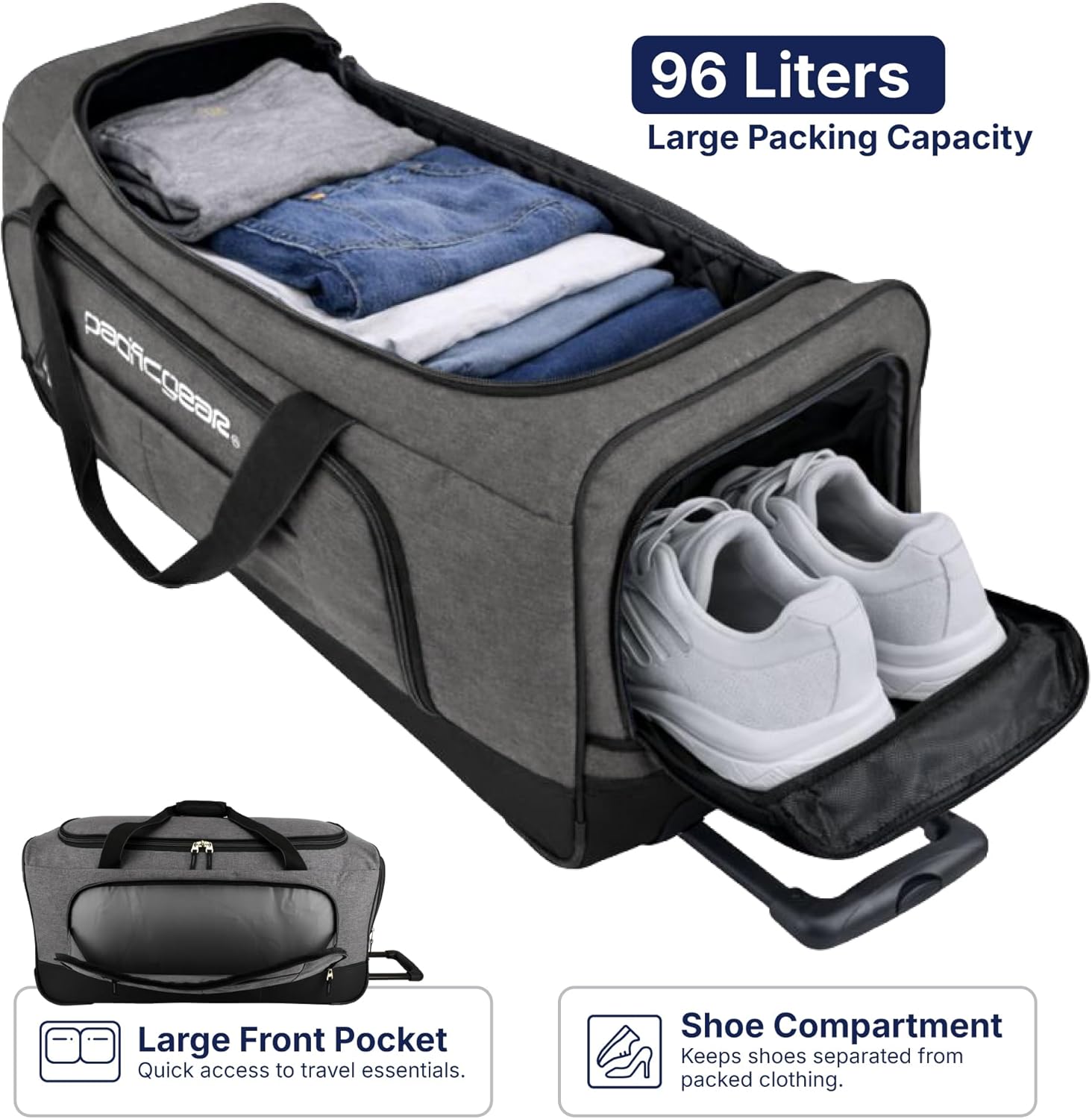 Pacific Gear Duffel Bag with Rolling Wheels - Image 6