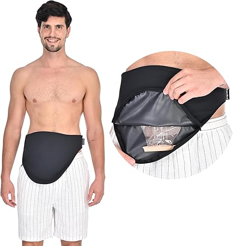 Fundas para bolsas de ostomía para hombres y mujeres, cinturón de ostomía para deportes y vida cotidiana, suministros de colostomía, negro (XXL)