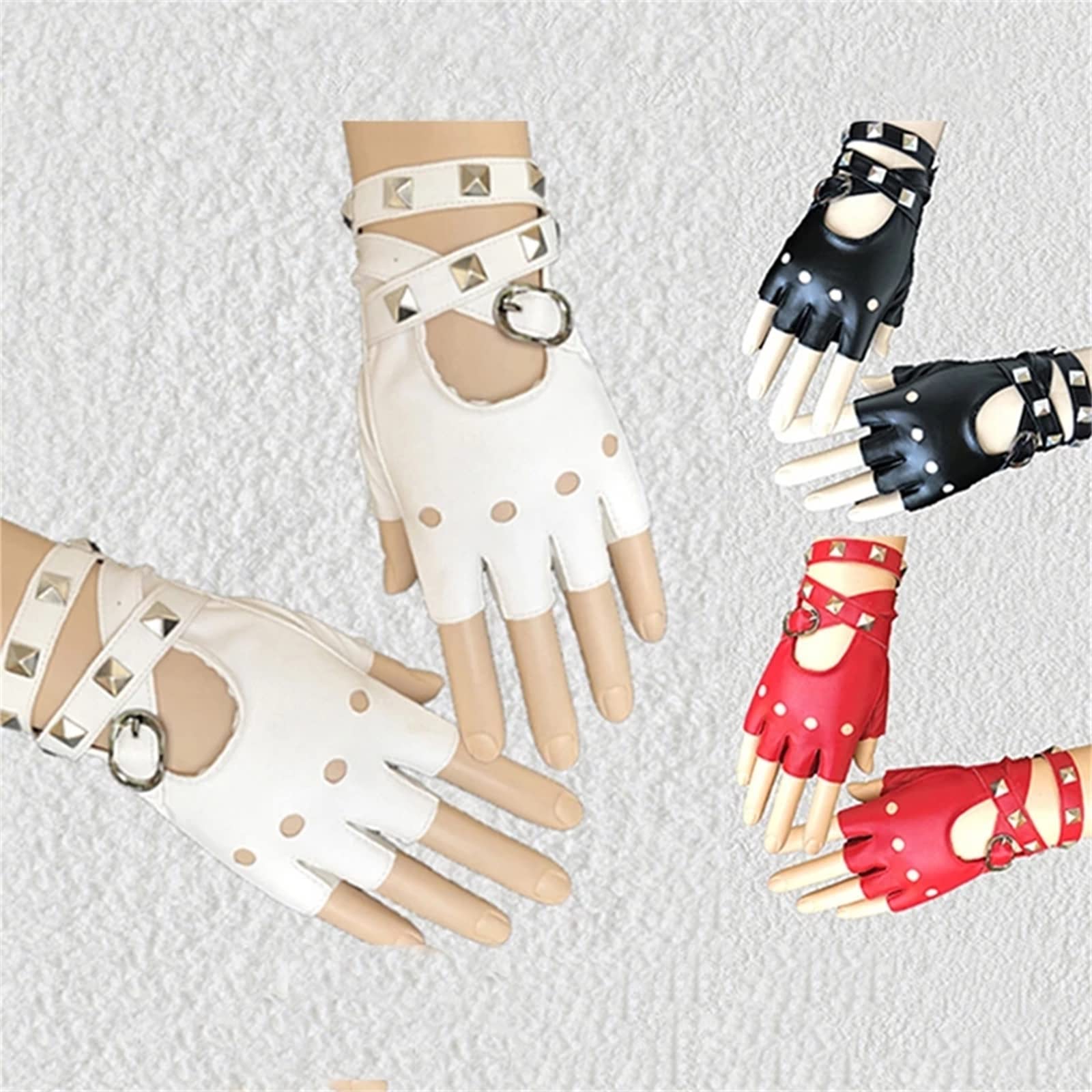 Amazon.co.jp: レディースレザーフィンガーレスグローブ ゴスパンク