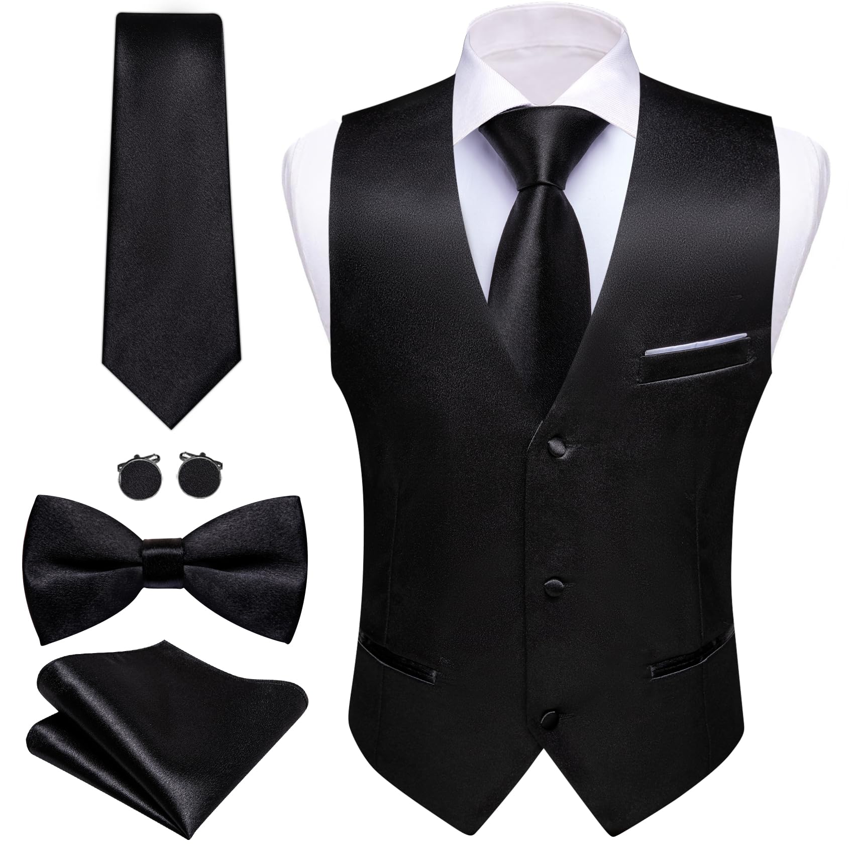 Barry.Wang Solid Slim Fit Vest Set