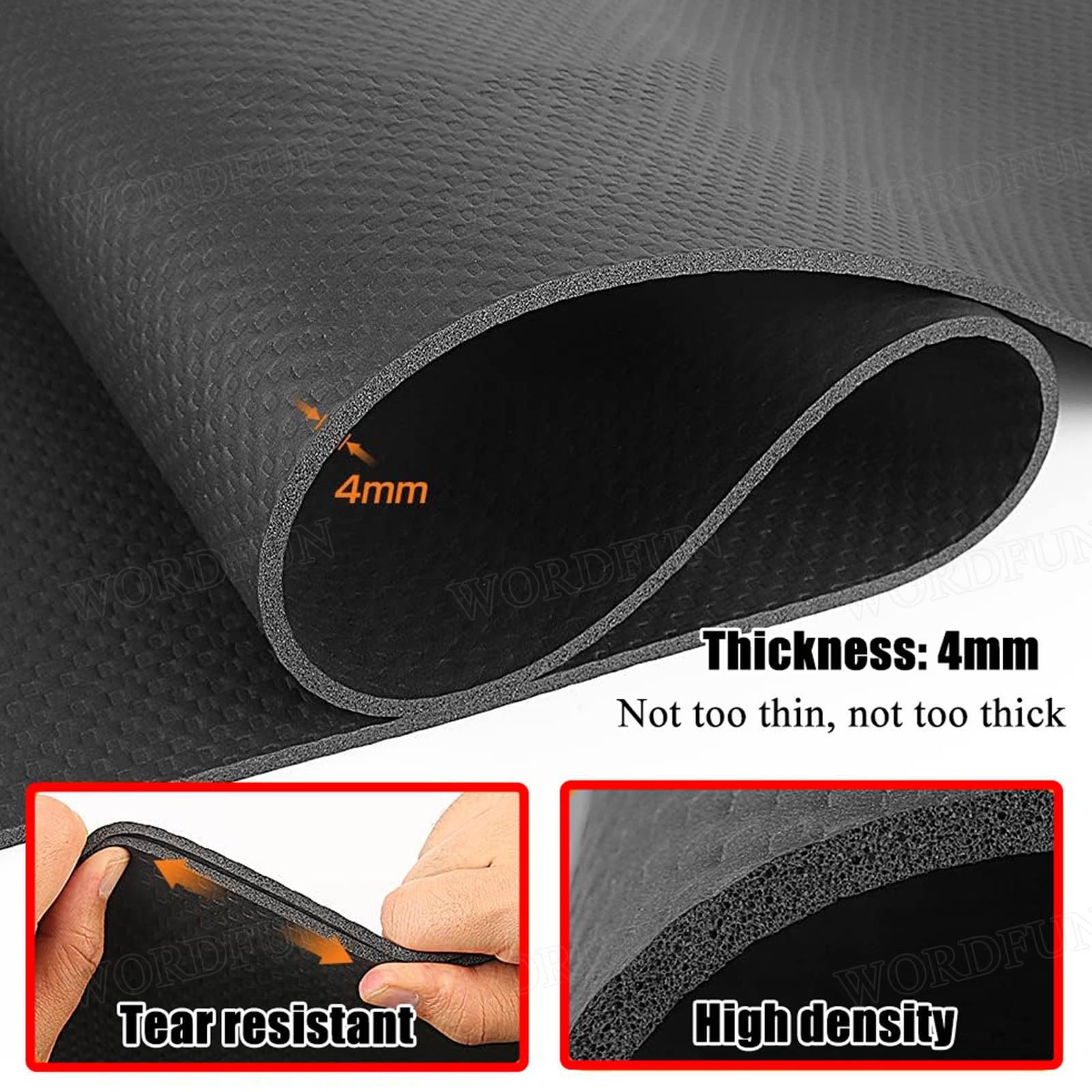 WORDFUN Tappetini per Cyclette Antiscivolo, Tappetino Insonorizzante Antivibrazione, Tappetino per Attrezzature Fitness Ad Alta Densità, Tappetino Protettivo per Il Pavimento, Resistente