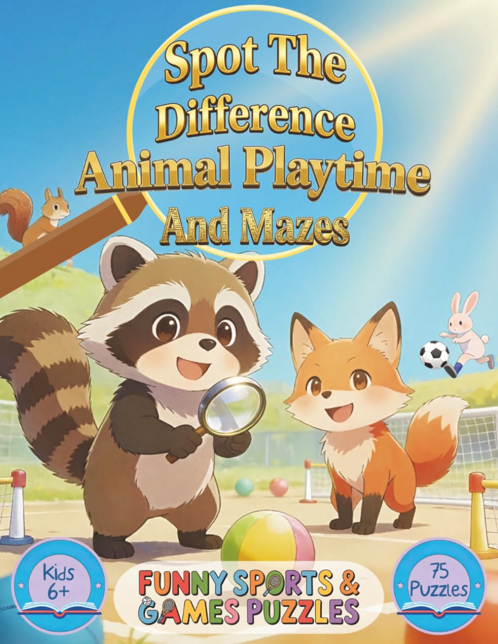 Spot the Difference Animal Playtime and Mazes: Funny Sports & Games Puzzles. Kids 6+, 75 Puzzles (Spot the Difference and More Puzzles)