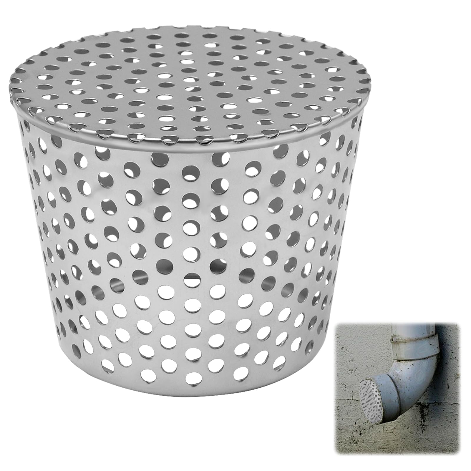 Stainless Steel Gutter Guards, Gutter Guard Filter,3.54-4.33inch,Drain Downpipe Protector,Termination Cap Mesh, Keeps Gutter downpipes Clear of blockages from Leaves, Moss, mud and Other Debris
