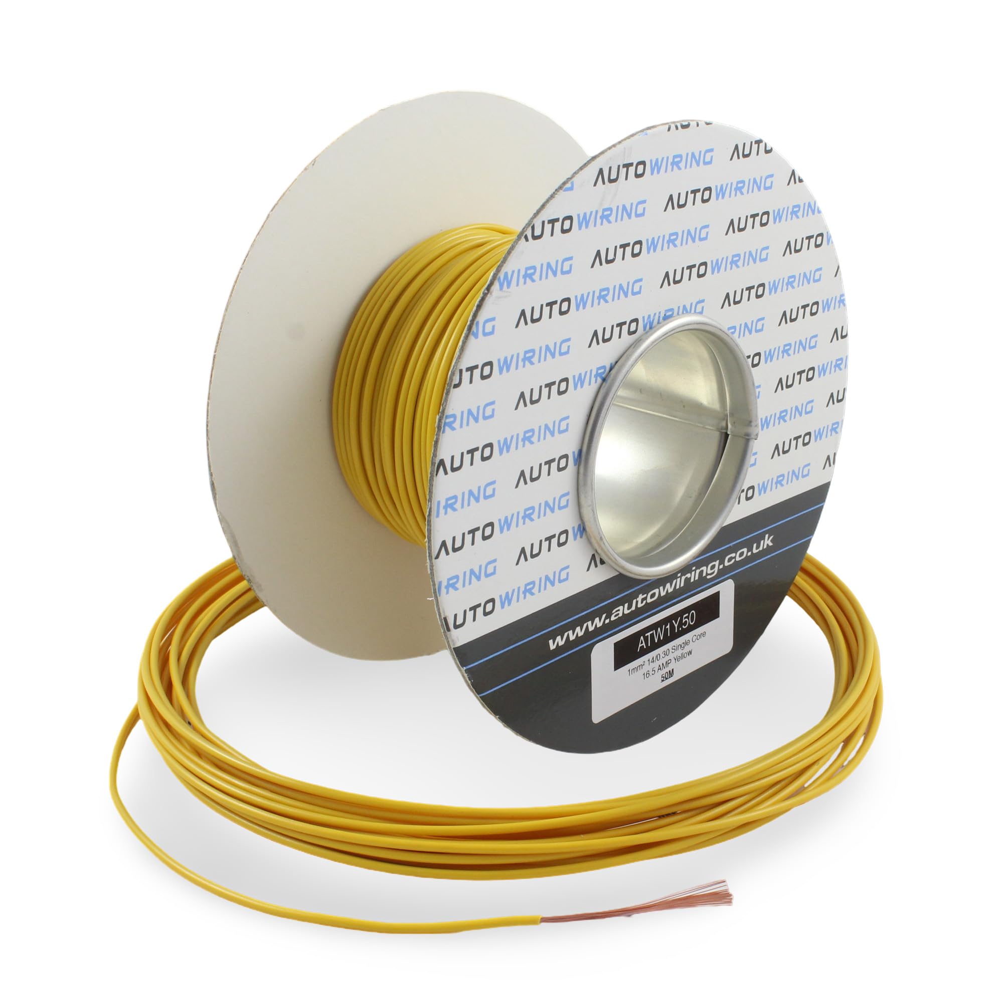 16.5 AMP Rated 1mm² 17 AWG Single Core Stranded Copper Cable 12v 24v Thin Wall Wire (10M 20M 50M 100M) (Yellow, 10 Metre Coil)
