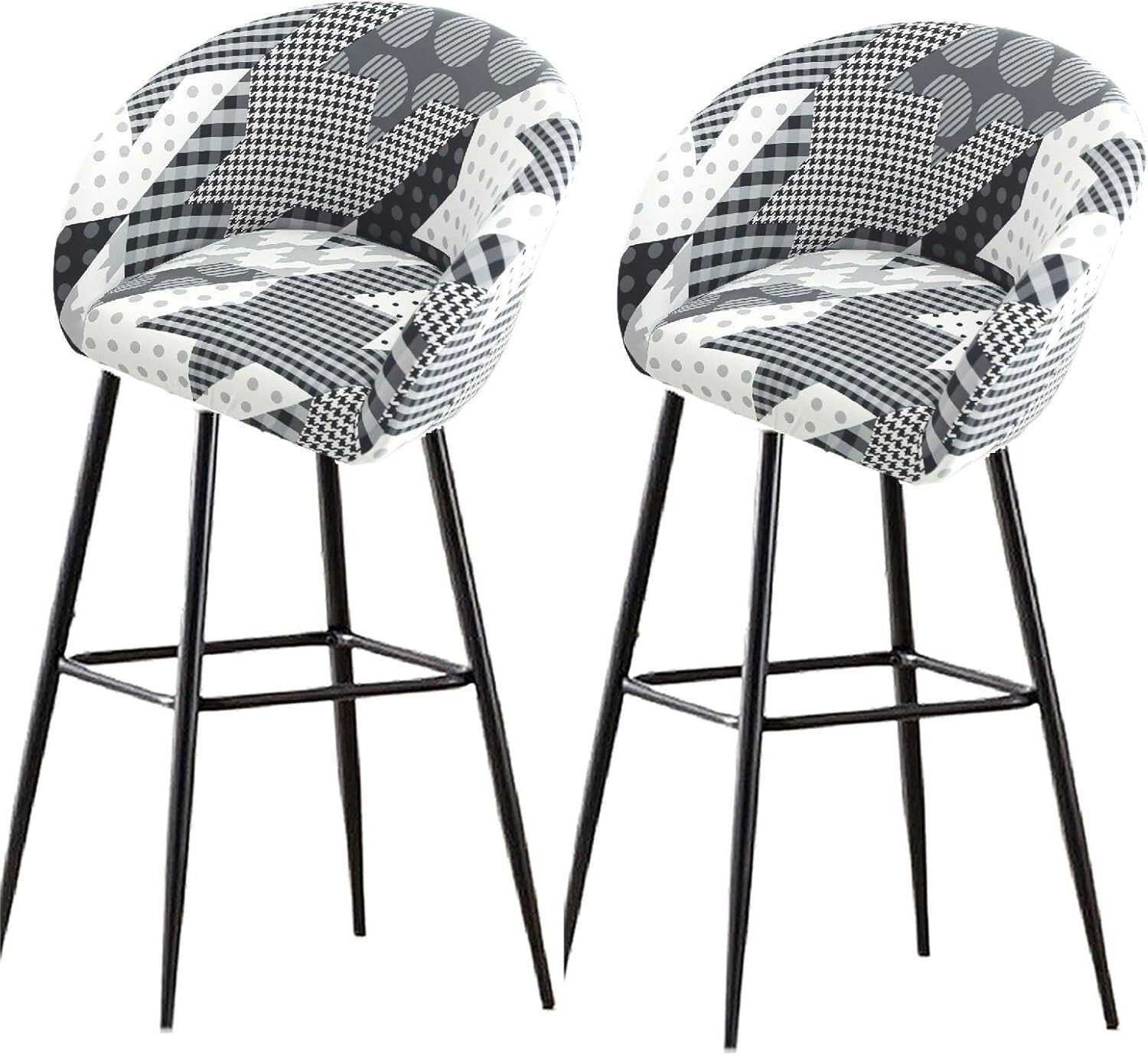Bar Stools Cover,Short Back Chair Cover, Swivel Chair Slipcovers with Back, Stretch Bar Stool Chair Slipcovers with Round Backs Arms Curved Accent,Counter Bar Stool Cover for Armchair,Kitchen(H15,2PCS