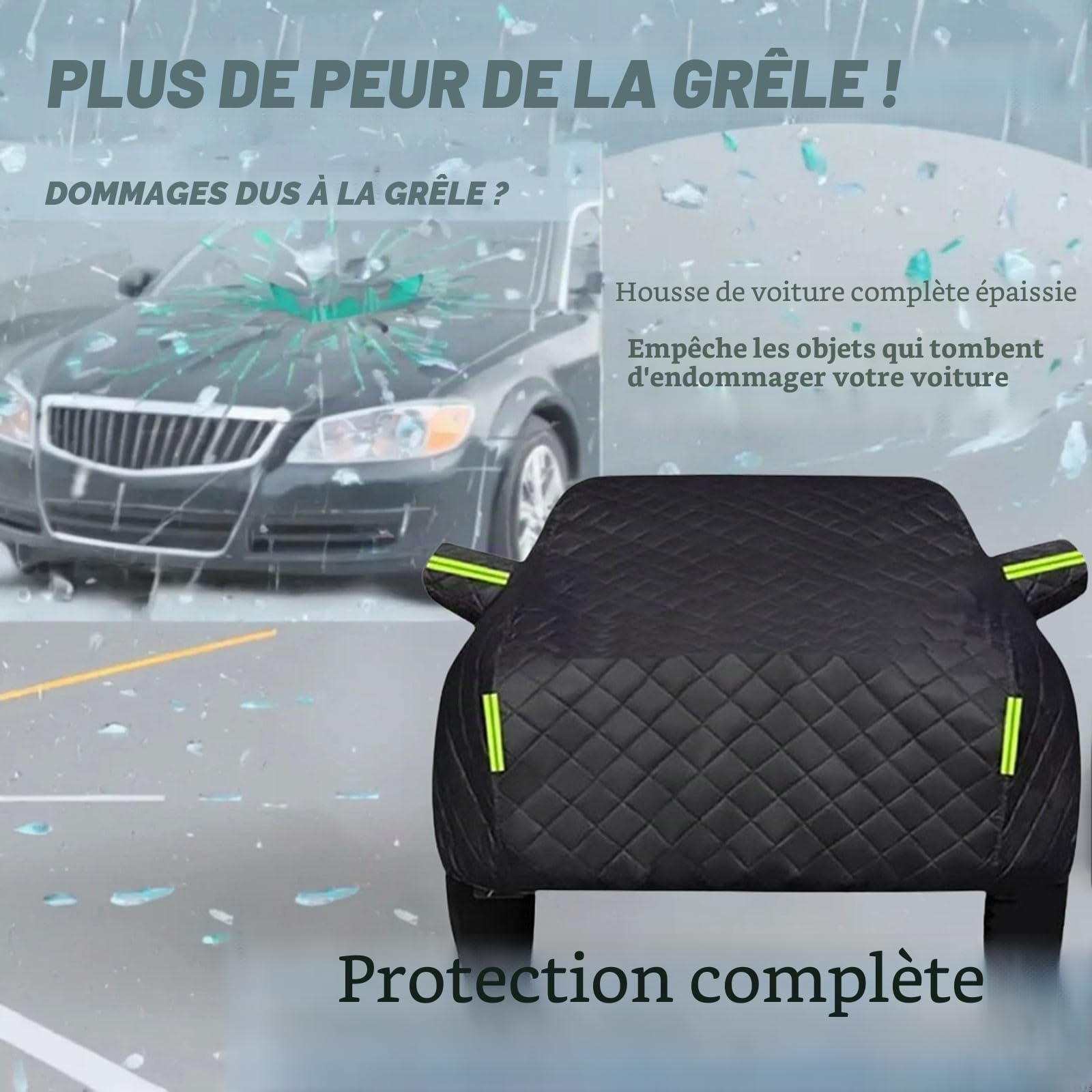 Bâche Anti-grêle Épaissie pour Tesla Model Y - Protection Extérieure Imperméable UV Résistante - Taille sur Mesure - 4 Saisons Contre Grêle, Neige et Gel