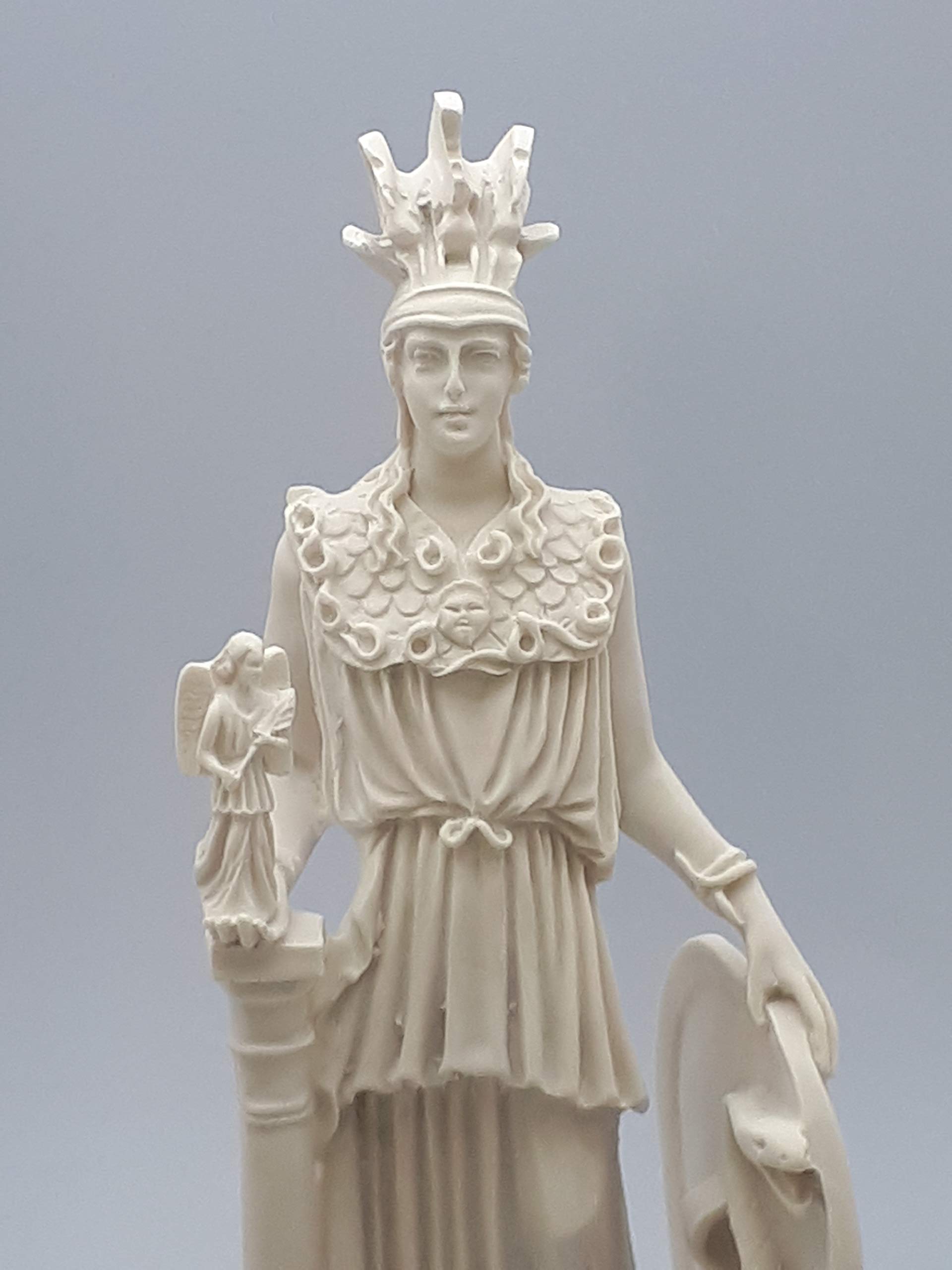 Athena Minerva - Estatua de mármol fundido de diosa romana griega (25,4 cm)