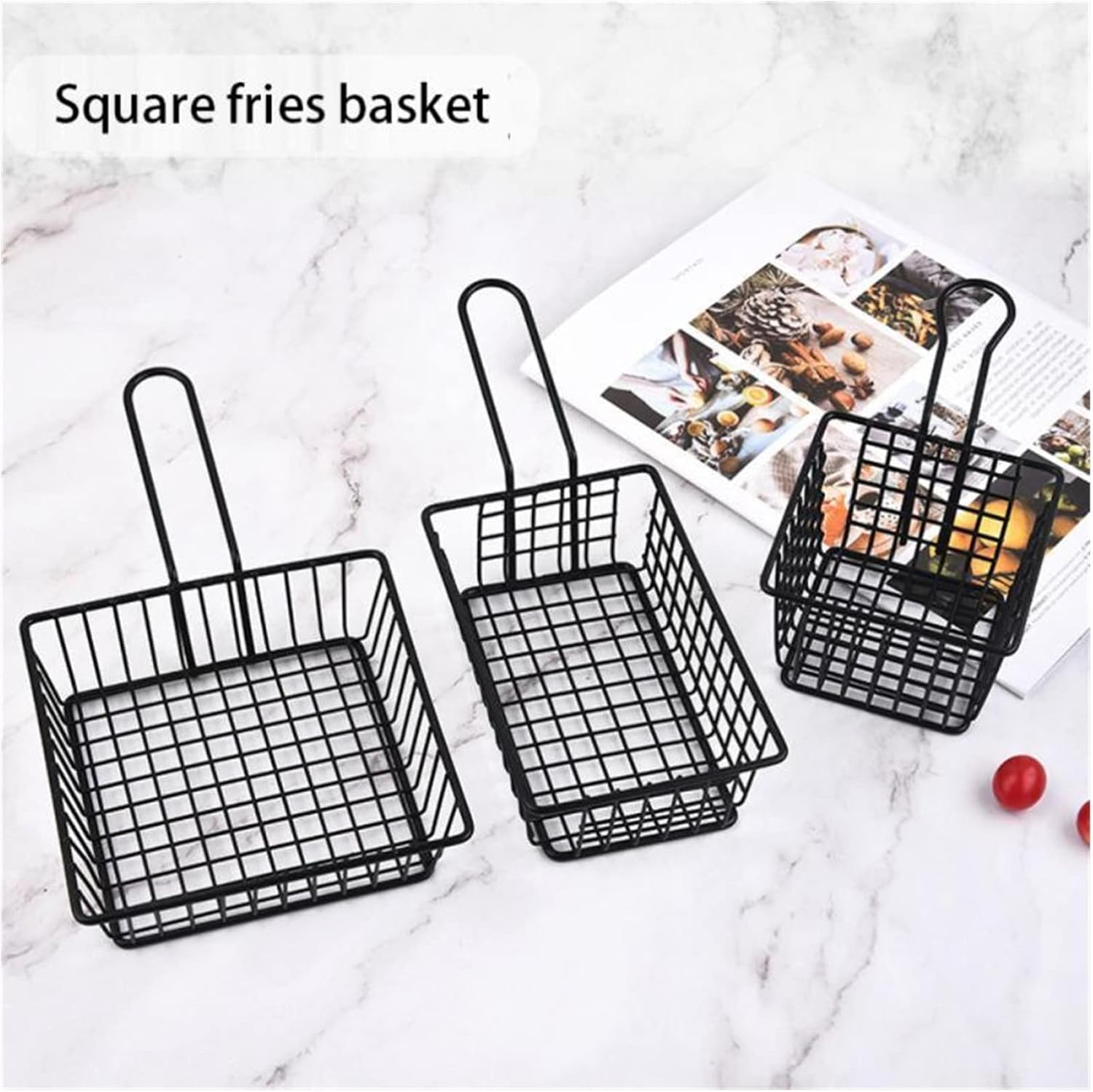 Chip Serving Frying Baskets Food Strainers Home Kitchen Stainless Steel French Fries Basket Metal Spray Paint Small Food Basket Fried Chicken Mesh Basket Kitchen Tool Assistant Crisper Basket