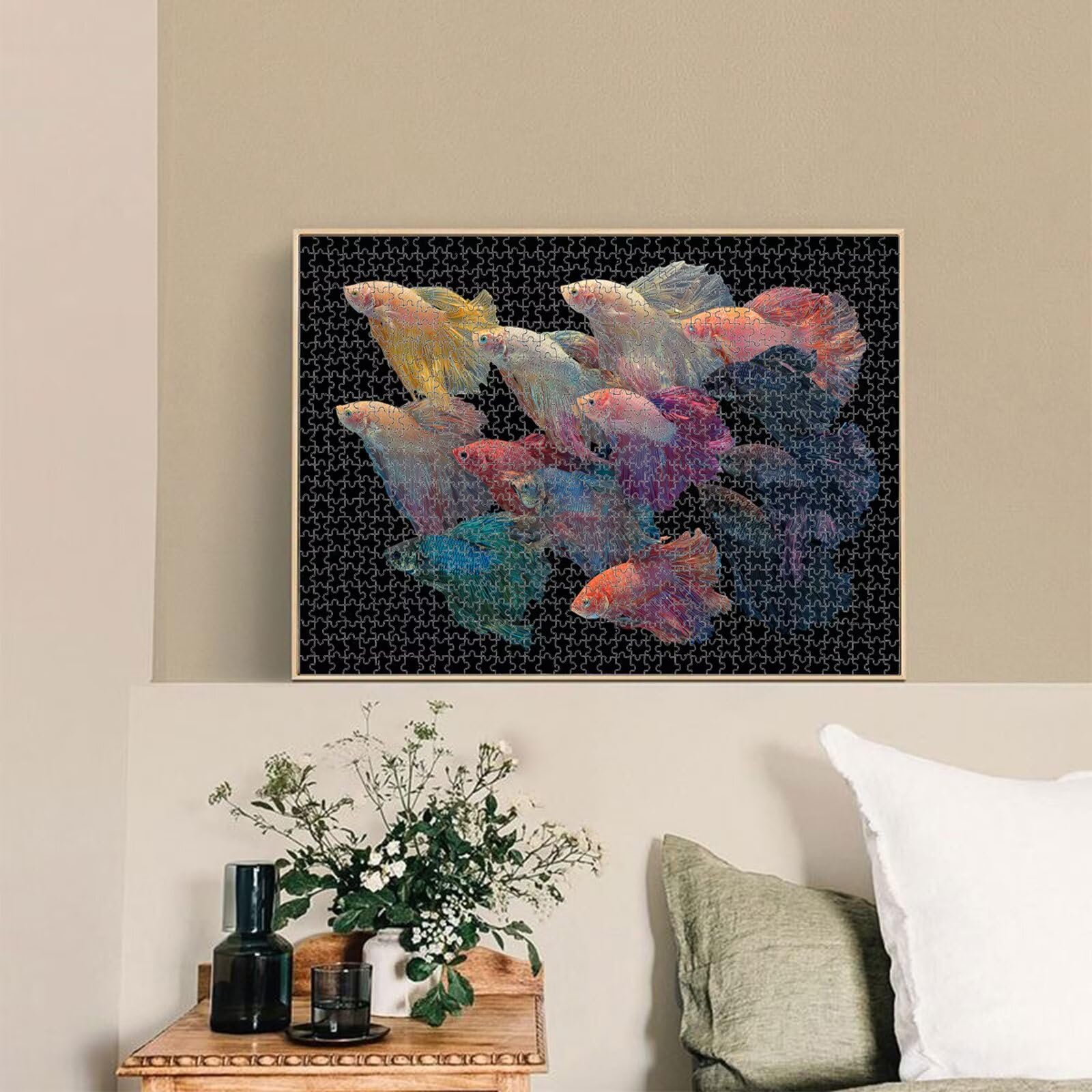 Puzzle 1000 Pièces, Couleur & Poisson Puzzle en Bois Durable 1T#992 | Puzzle en Bois, Découpe de Précision, Encres aux Couleurs Vives, Loisir Relaxant, Décoration Intérieure, Cadeau, 50x75cm