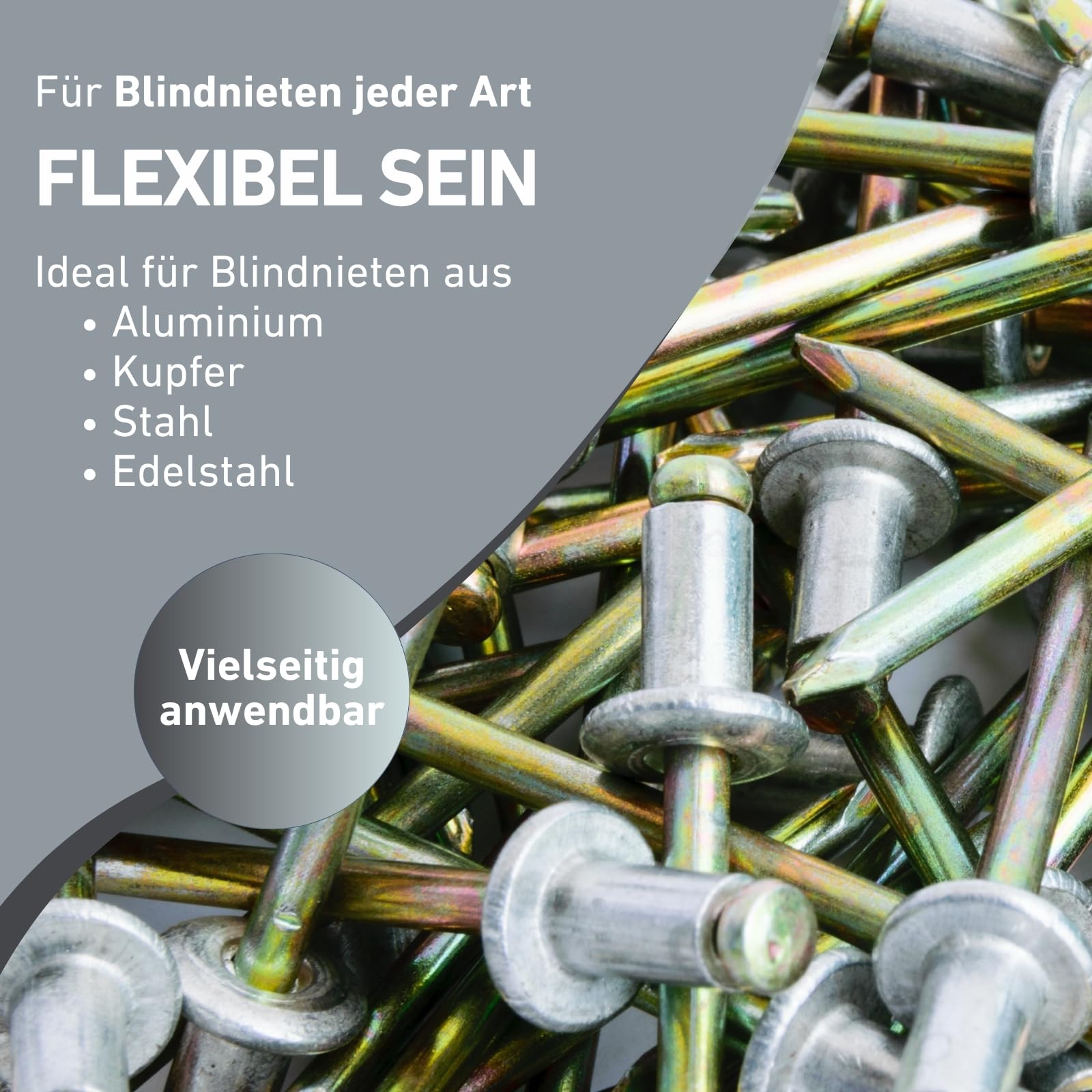Nietaufsatz für Akkuschrauber & Bohrmaschine I Nietgerät für Blindnieten aus Alu, Kupfer, Stahl & Edelstahl I Blindnietvorsatz für 2,4-6,4 mm Nieten I Nietpistole Adapter