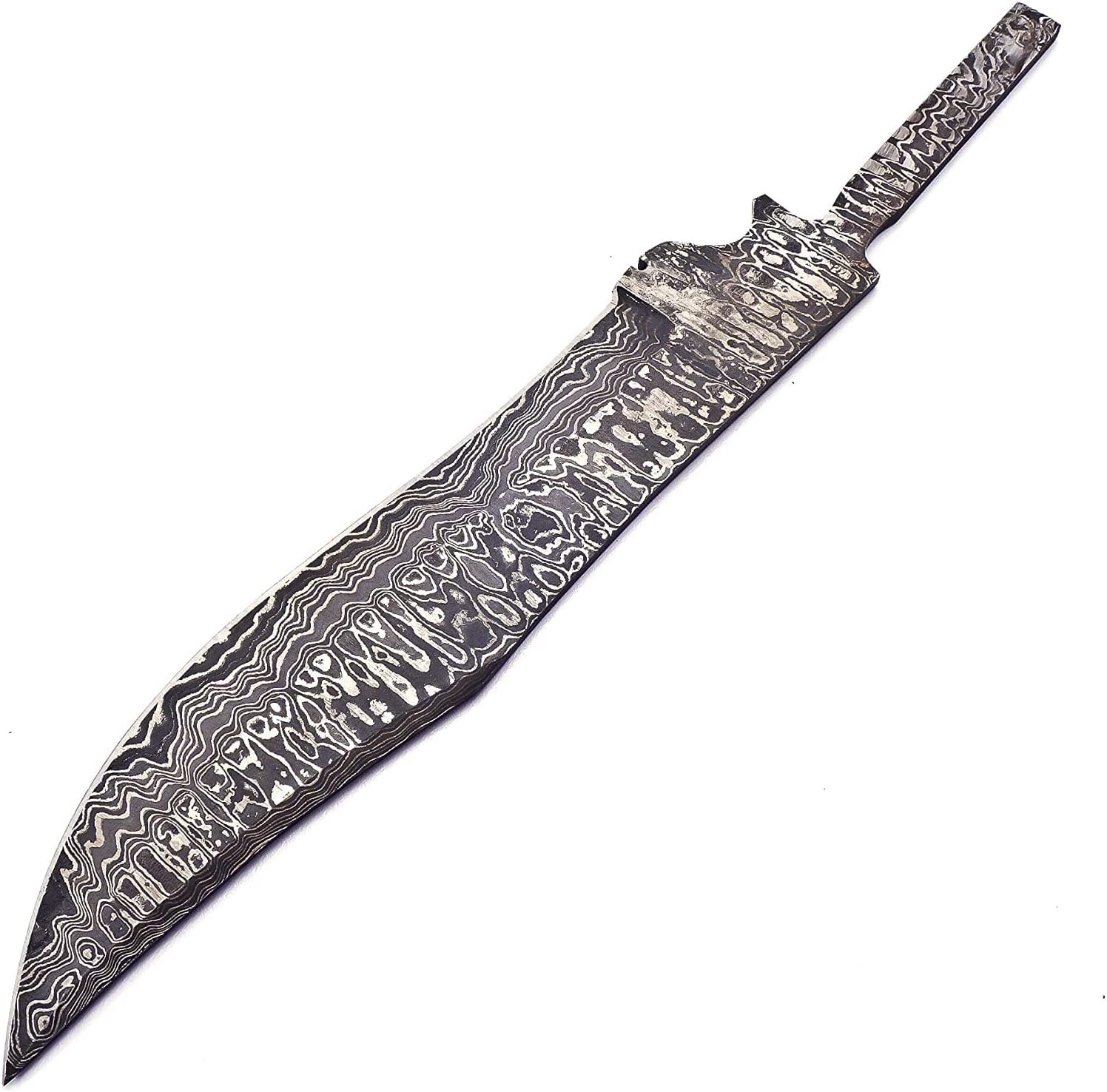 TT-66 Handmade Damascus Steel 15 Inches Blank Blade For Bowie Knife Making Beautiful Pattern on the blade