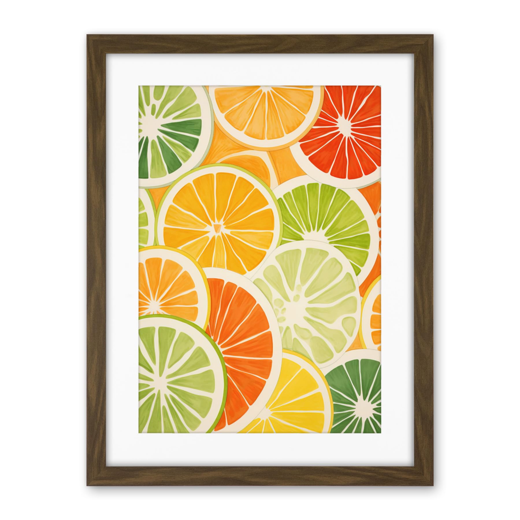 Artery8 Slices of Limes Oranges and Grapefruit Bright Watercolour Painting Kitchen Artwork Framed Wall Art Print 18X24 Inch