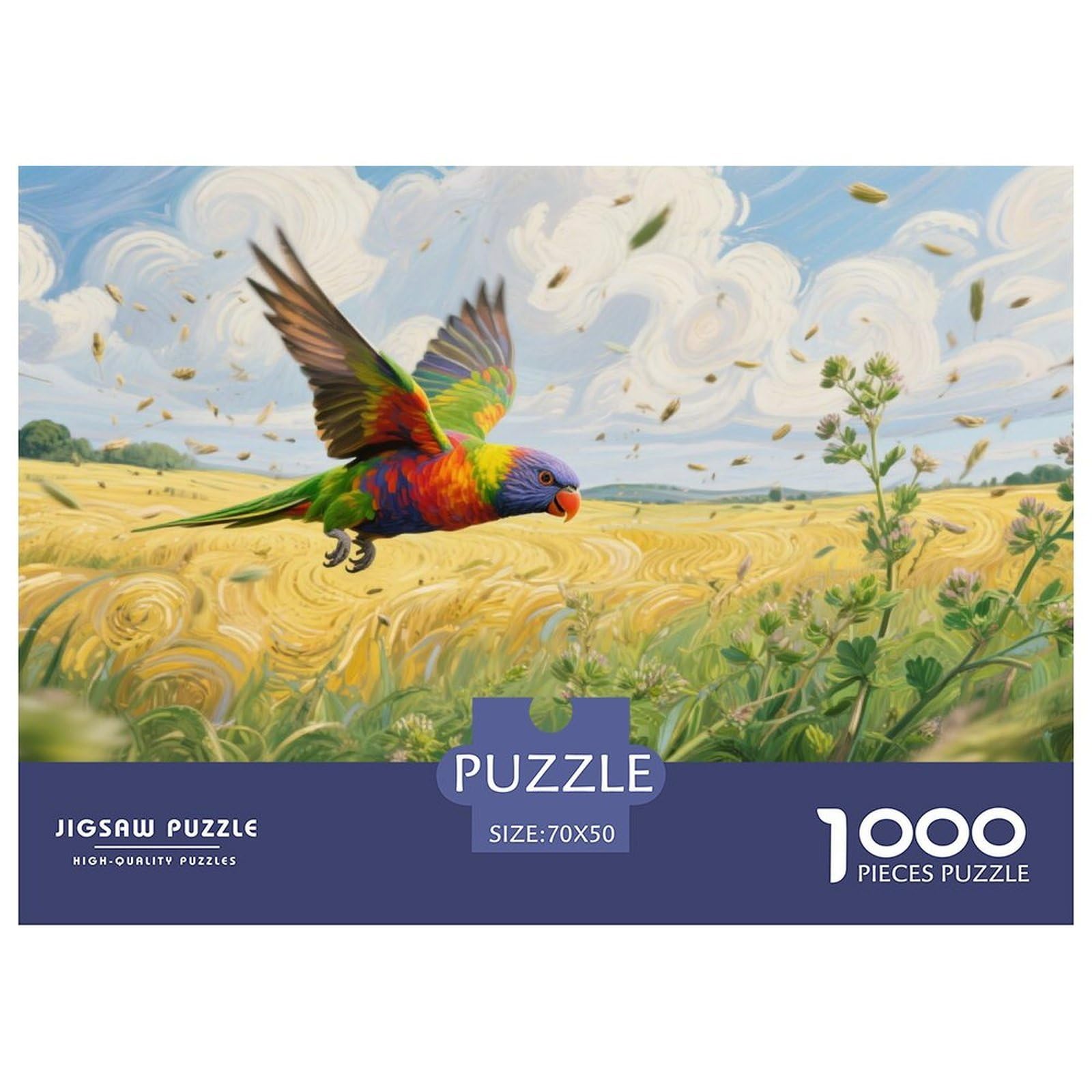 Puzzles Colorful Parrot 1000 Piece Challenge Game for Adults,Idyllic Summer Countryside Impossible Jigsaw Puzzles 1000 Pieces Educational Games for Adults Or Families 70x50cm/1000pcs