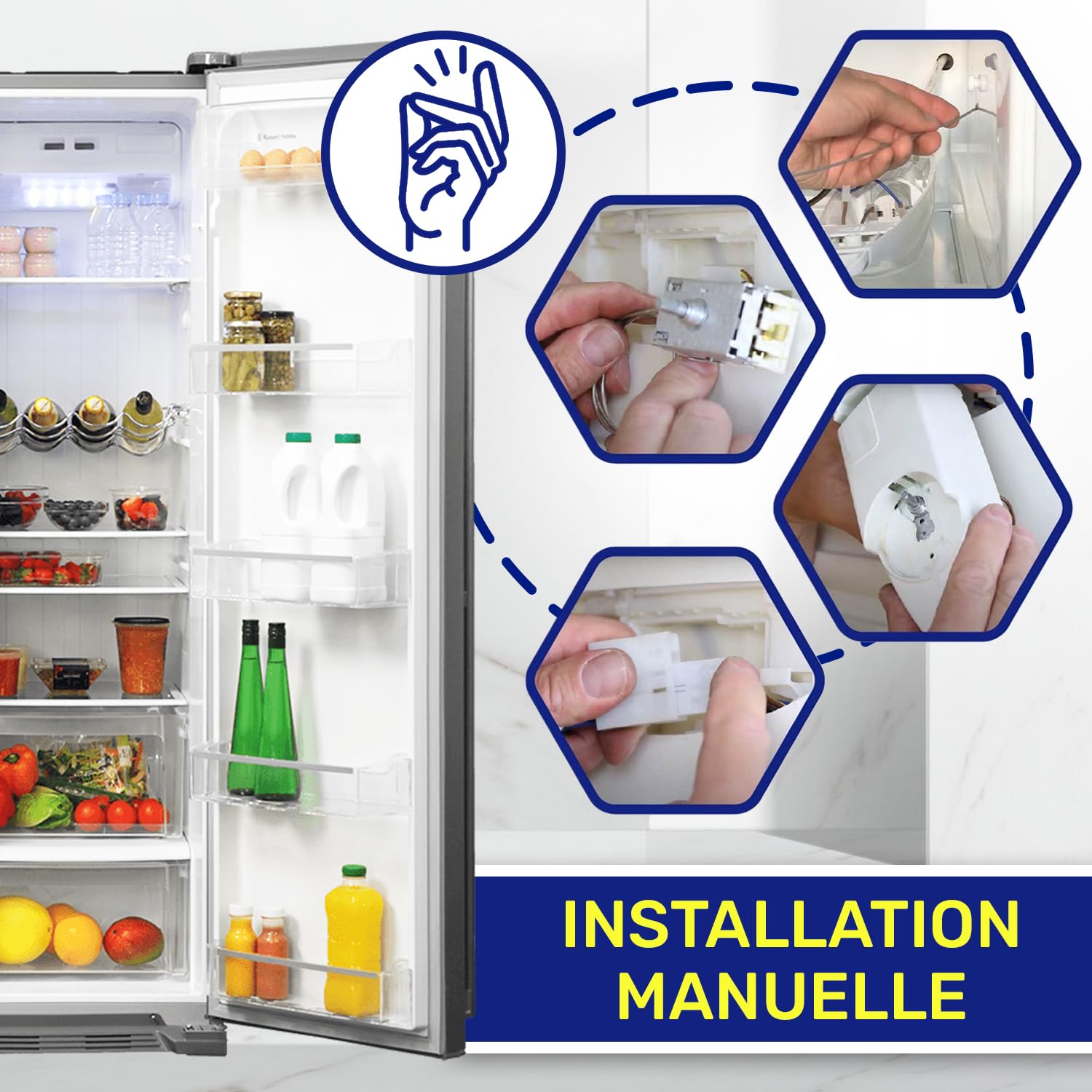 Thermostat 077B6738 pour Frigo 125/250V 6A Longueur du Tube Capillaire 800 mm avec le Code Original 596279 pour Gorenje - avec 4 Contacts 6,3 mm AMP - MONTERAL