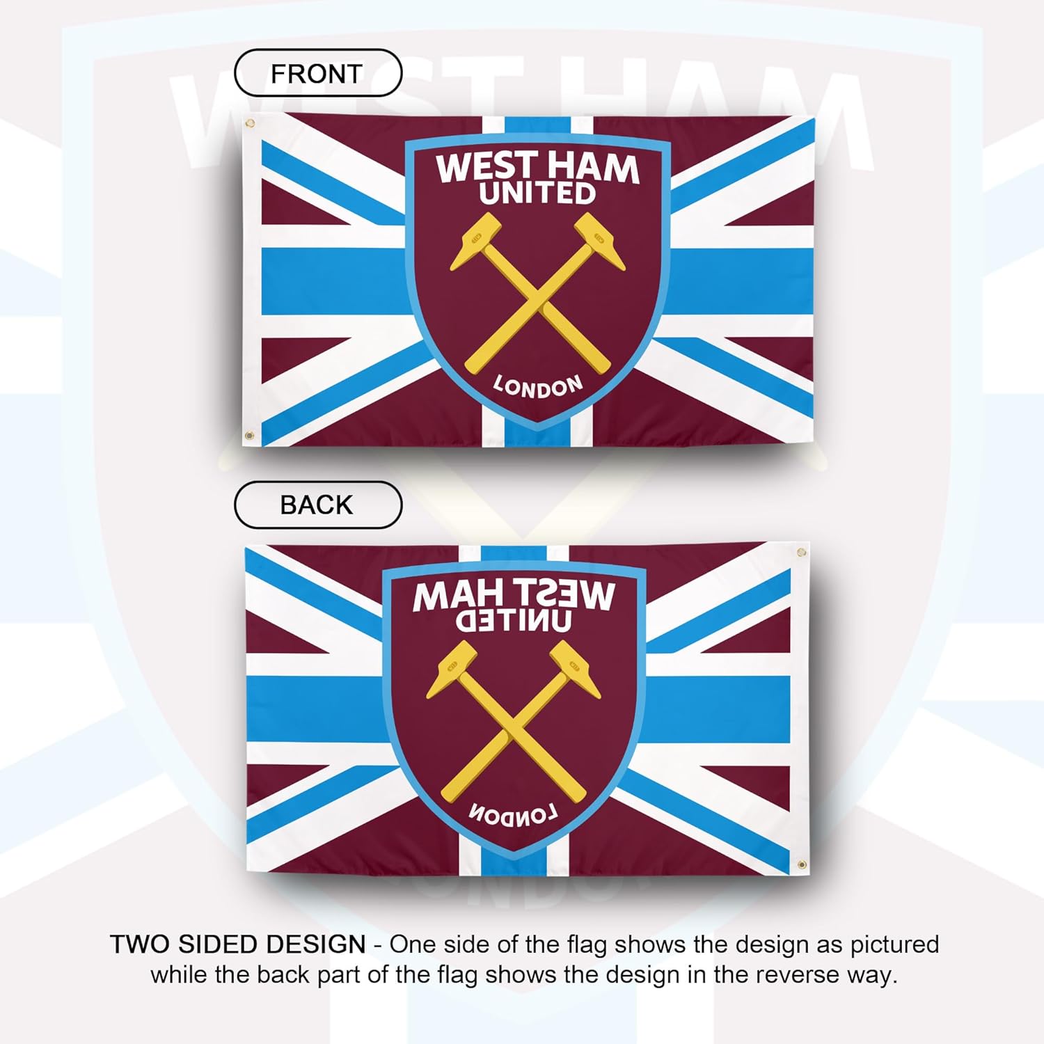 Desert Cactus West Ham United Flag Hammers Football Soccer 100% Polyester Indoor Outdoor 3x5 feet Banner (Flag E) - Image 2