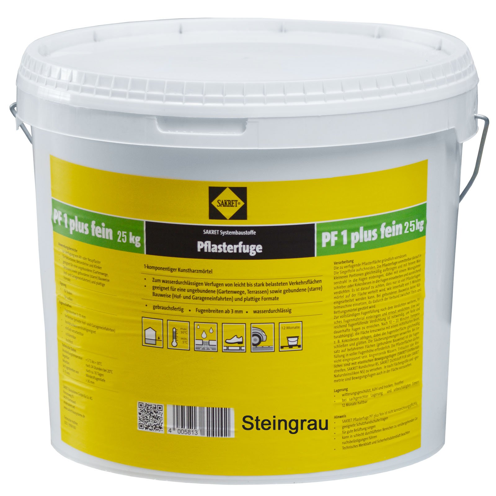 SAKRET Pflasterfugenmörtel PF1 Plus Fein 25kg in Steingrau