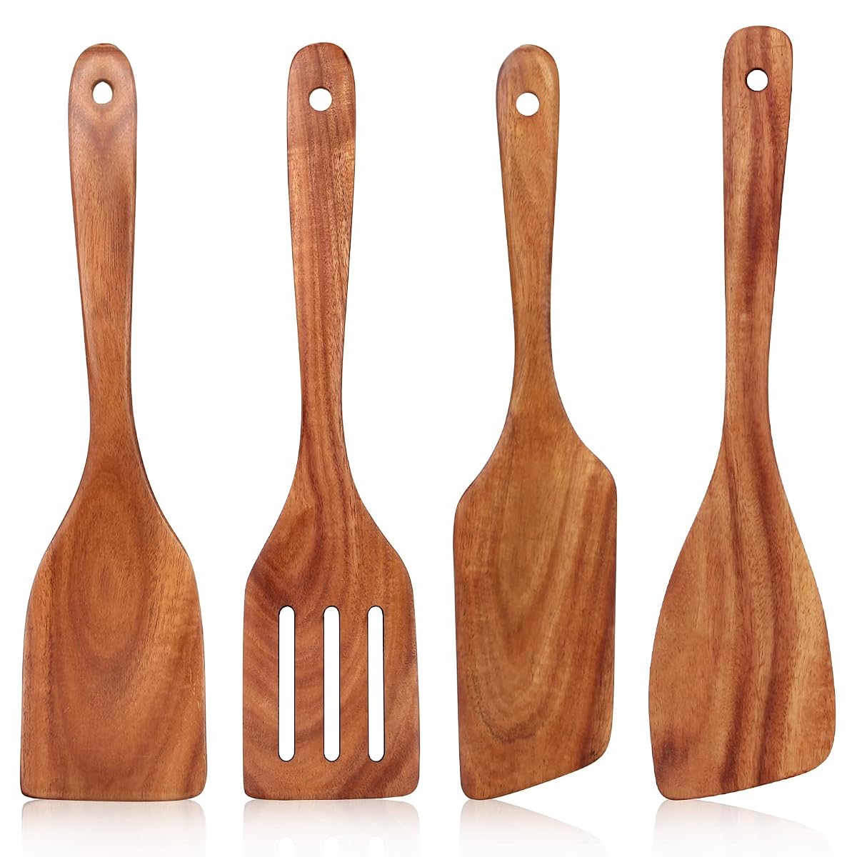 Non Toxic Wooden Spatula for Cooking Utensil Set Teak Kitchen Cooking Spoon