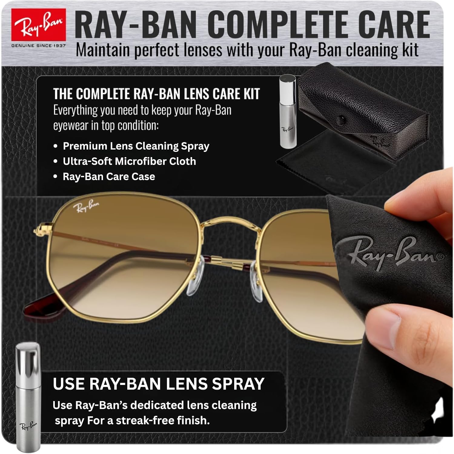 Ray-Ban RB3548 HEXAGONAL Square-Round Shaped Sunglasses for Men & Women with Official RAYBAN Eyewear Kit