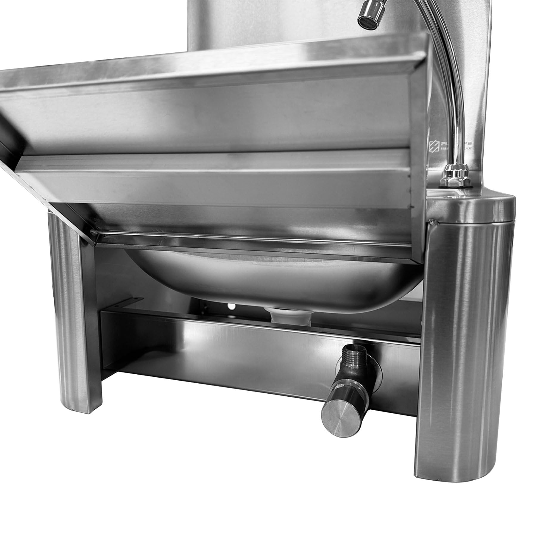 Lave Main en Inox à Commande Fémorale avec Robinet Dosseret et Bonde