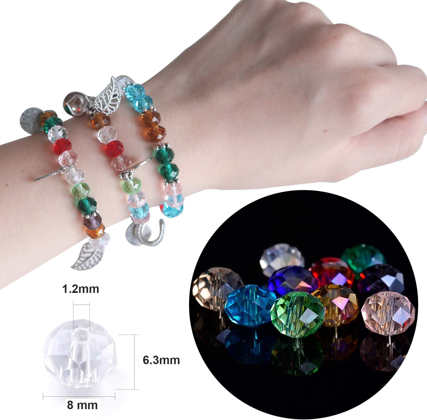 EuTengHao Glass Crystal Beads for Jewelry Making 1062Pcs Spacer Beads Faceted Glass Beads Kit with Pendant Jewelrt Findings String for Bracelet Necklaces Earrings Jewelry Making Supplies