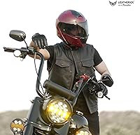 Vista 7 de Leatherick Mens Black Motorcycle Vests - Top Grain Cow Leather SOA Club & Traditional Paisley Satin Liner Leather Biker Vests