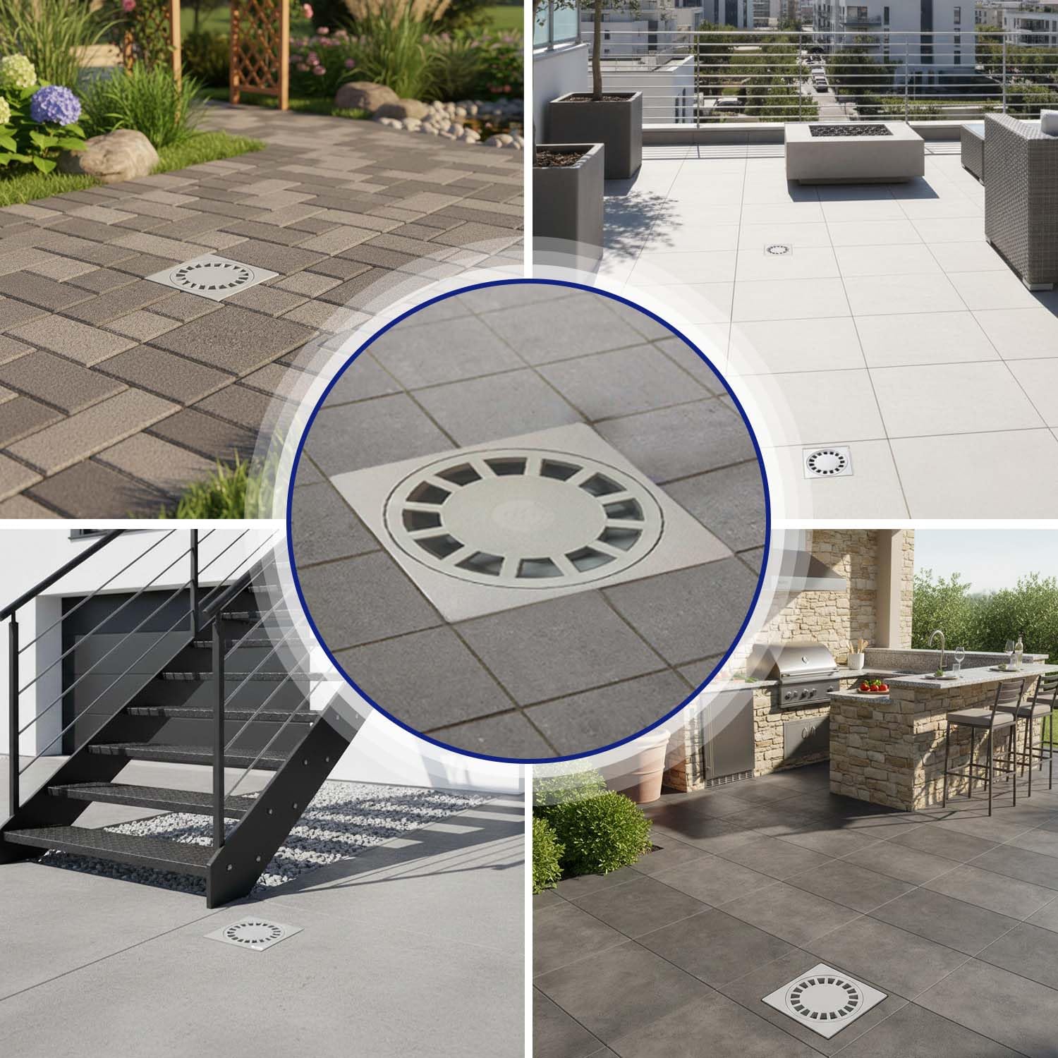 Chiusino Sifonato 150 x 150 mm con Uscita Verticale - Realizzato in Plastica - Garanzia di 10 Anni - MADE IN ITALY - MONTERAL