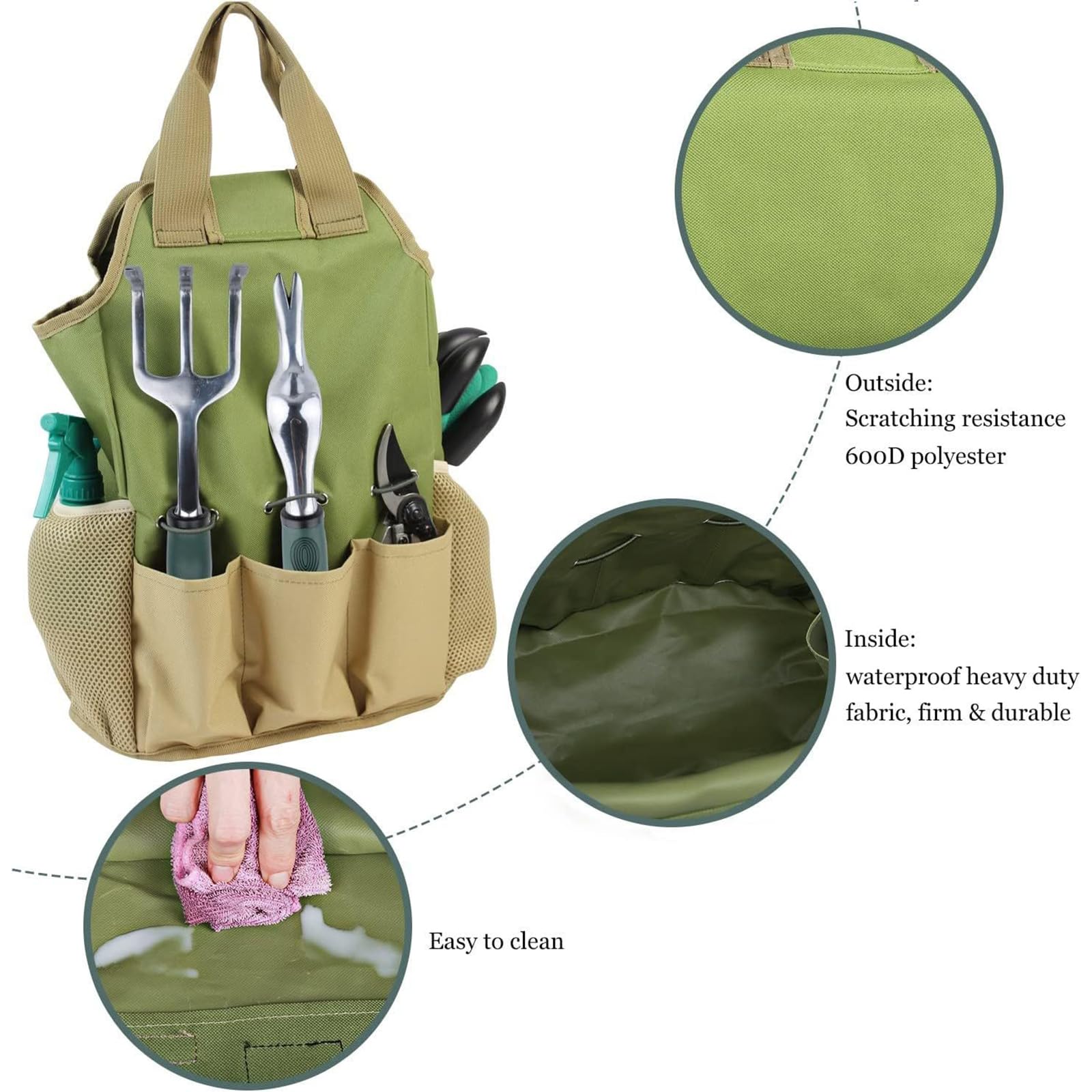 10 Pezzi Set di Attrezzi da Giardino Fai da Te per Lavori Pesanti per Il Giardinaggio con Borsa per Attrezzi da Giardino Kit Ergonomico di Utensili Manuali da Giardinaggio Regali da Giardino