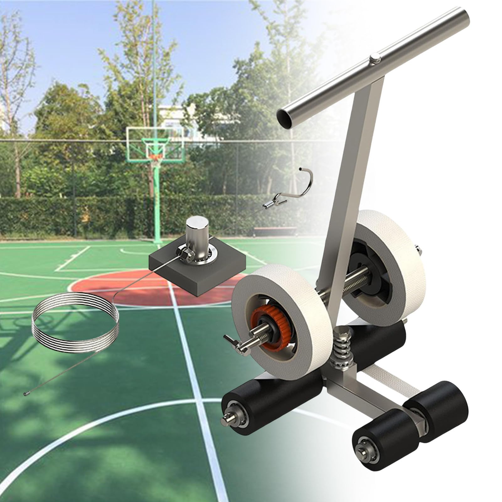 Macchina traccialinee manuale a spinta per tracciare linee di parcheggio, con kit per tracciare cerchi, applicatore di nastro adesivo per pavimenti, per campi da basket, segnaletica stradale, 55-80 c