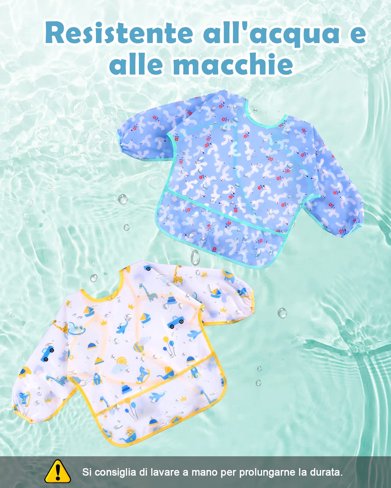 Lictin 5 Pezzi Bavaglino a Manica Lunga - Bavaglino Impermeabile Unisex per Bambini Piccoli bambino (Multicolore8, 0-2 anni)