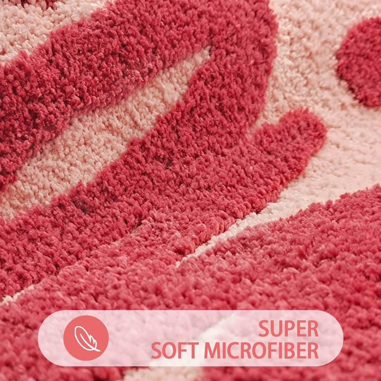 Girl Power Rug - 3FT Heart Rugs for Bedroom Cute Bath Mat Ultra Soft Microfiber Fluffy Rugs Non-Slip Washable Floor Mats Home Decor Aesthetic Area Rugs Pink Carpet (Light Red)