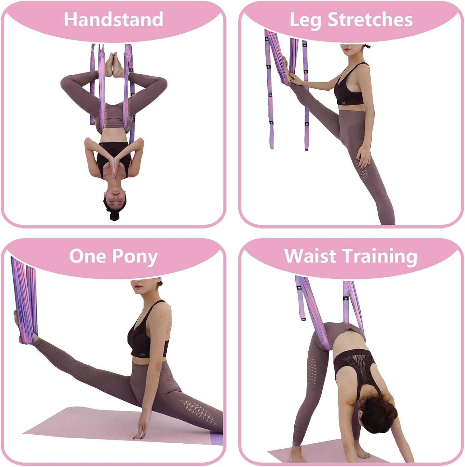 Yoga Stretching Strap, Adjustable Height Leg Stretch Strap Waist Back Stretch Band Aerial Yoga Anti-gravity Inversion Exercises Door Flexibility Tensile Trainer for Rehab Pilates Dance Splits