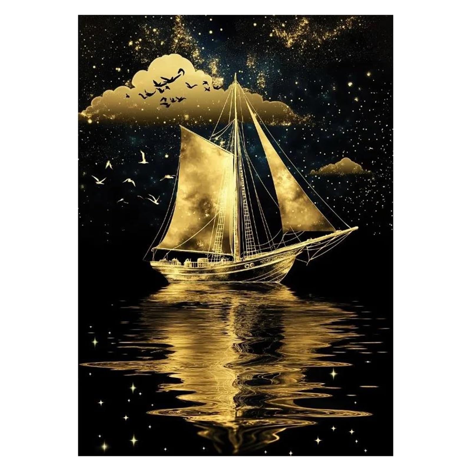 Poster Voilier sur La Mer toile peinture moderne art mural abstrait nature déco maison 50x70cm