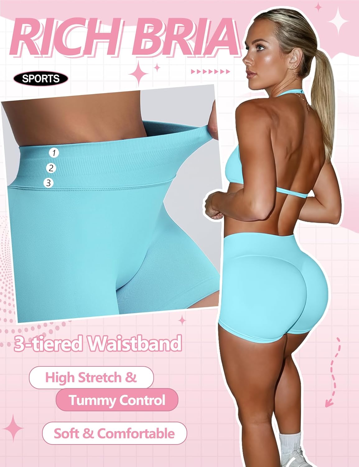 Women Workout Gym Impact Shorts 4.5" Hidden Scrunch Butt Lifting Seamless Yoga Shorts Tummy Control - Image 3