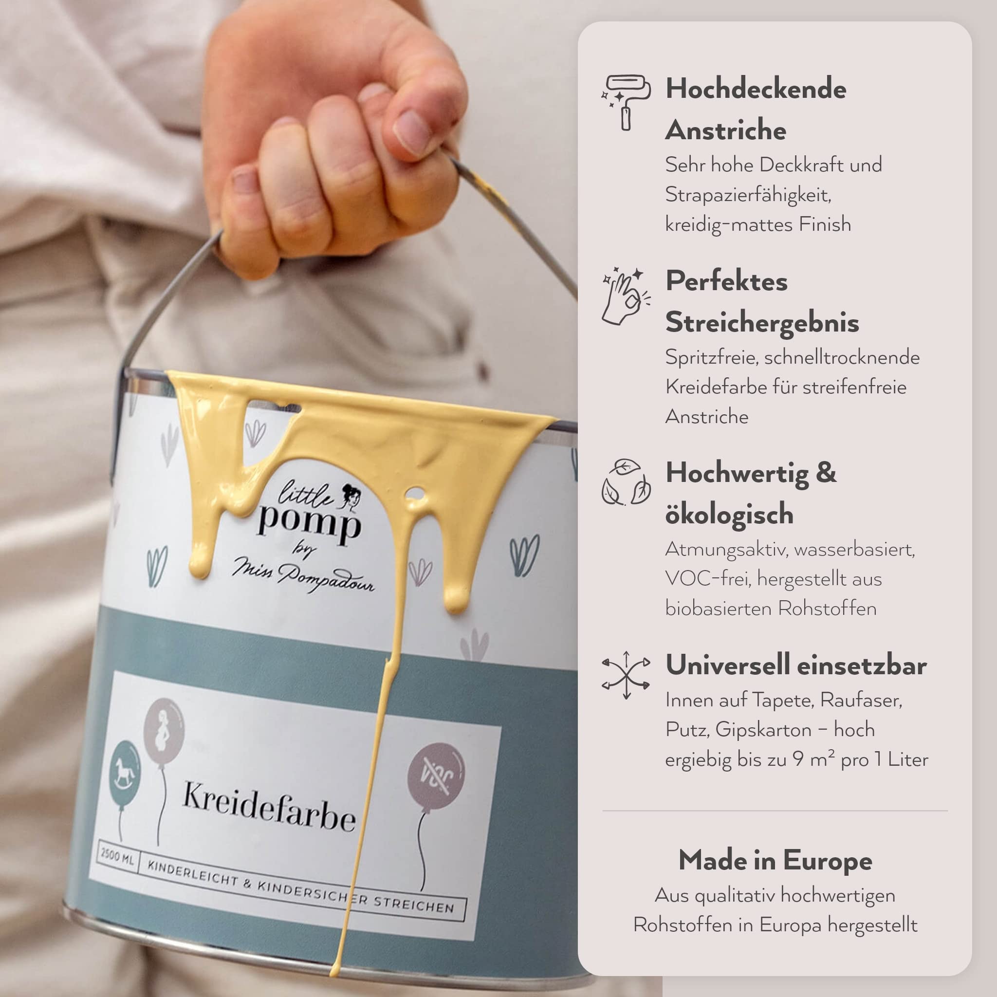 MissPompadour Kreidefarbe Wandfarbe Beige & Warm 2,5 L, stumpfmatt