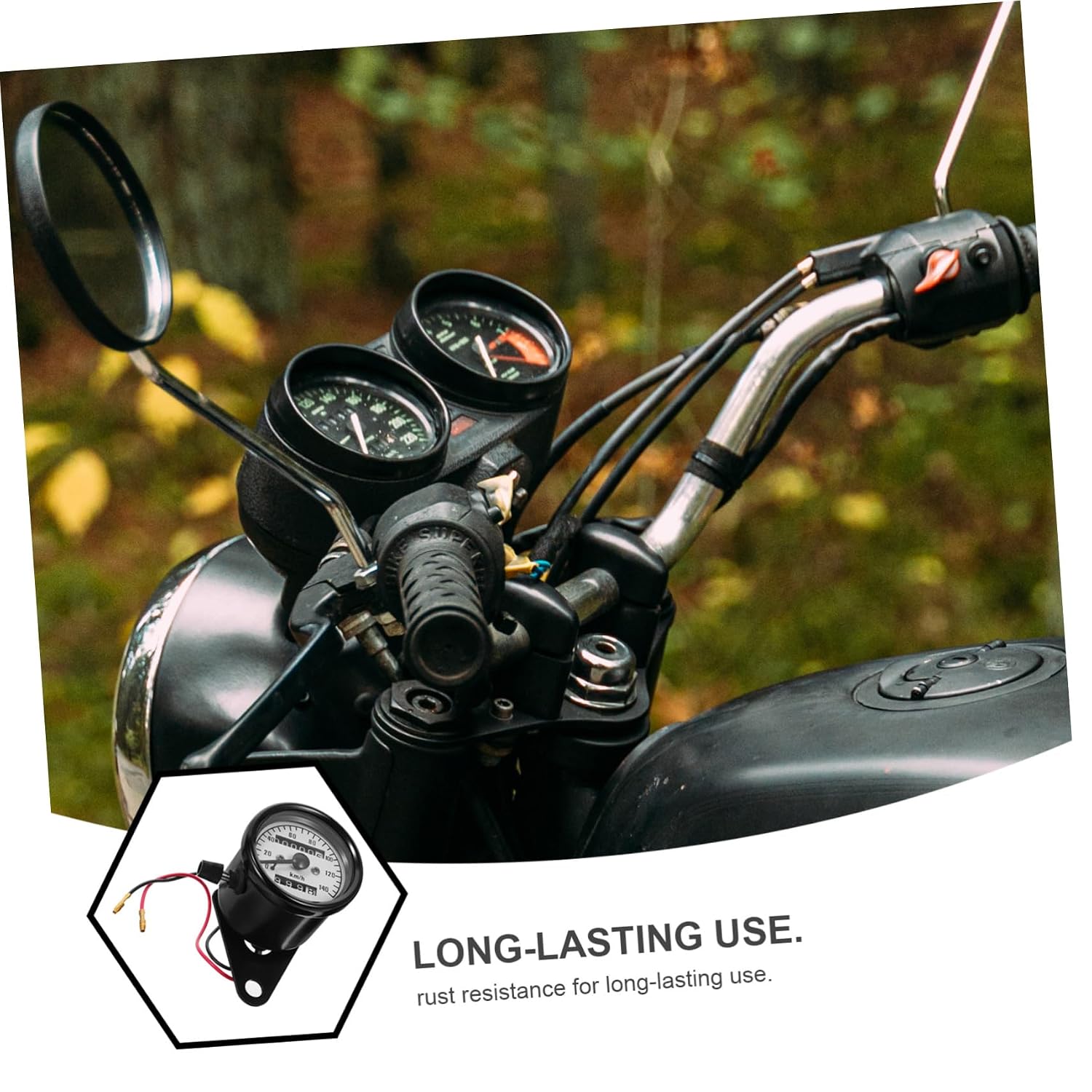 Motorcycle Speedometer Dual Odometer Chrome Shell and White Dial Universal Fit Motorcycle Gauge for Custom Modifications