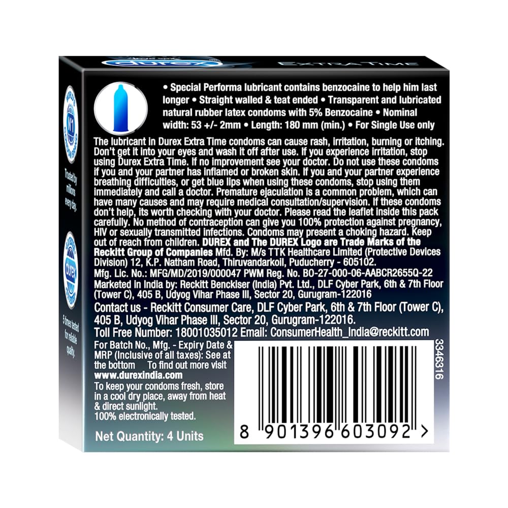 Durex Extra Time Longer Lasting Condom - 4 pcs product image 10