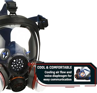Parcil Distribution Full Face Respirator Mask - Air Purifying, Organic Vapor & Particulate - Industrial Use - CE Tested