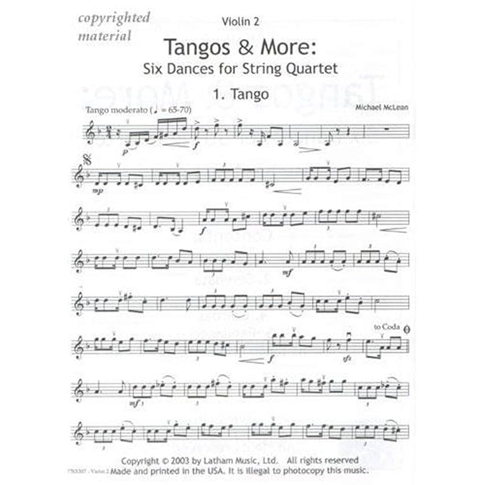 Amazon.com: Tangos and More - Six Dances for String Quartet