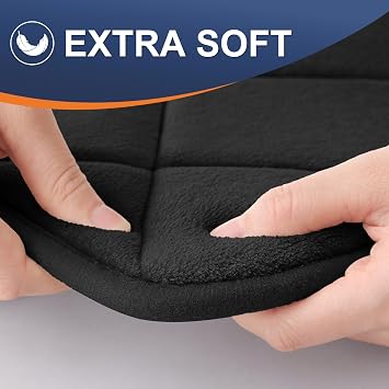 OLANLY Memory Foam Toilet Rugs U-Shaped 24x20, Ultra Soft and Absorbent Bathroom Rugs, Machine Washable Quick Dry, Comfortable Bathroom Contour Bath Mats for Toilet Base, Black