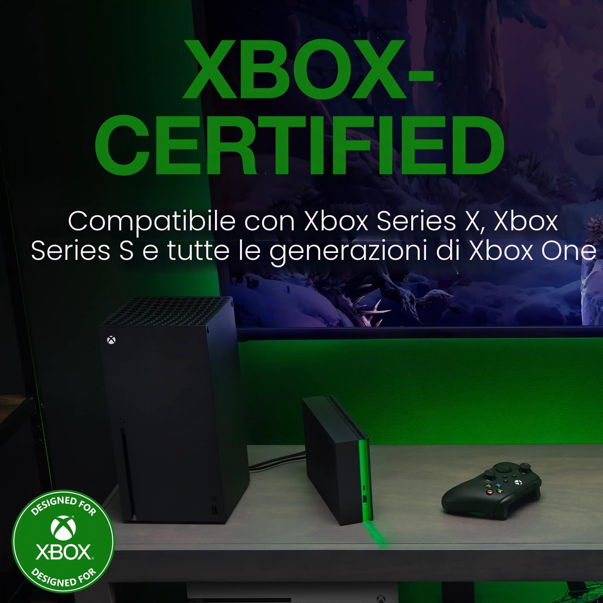 Seagate Game Drive Hub, 8TB, External Hard Drive Desktop, USB 3.2 Gen 1, Dual USB-C and USB-A ports, Xbox Certified, with RGB LED lighting, (STKW8000400), HUB Black w. LED