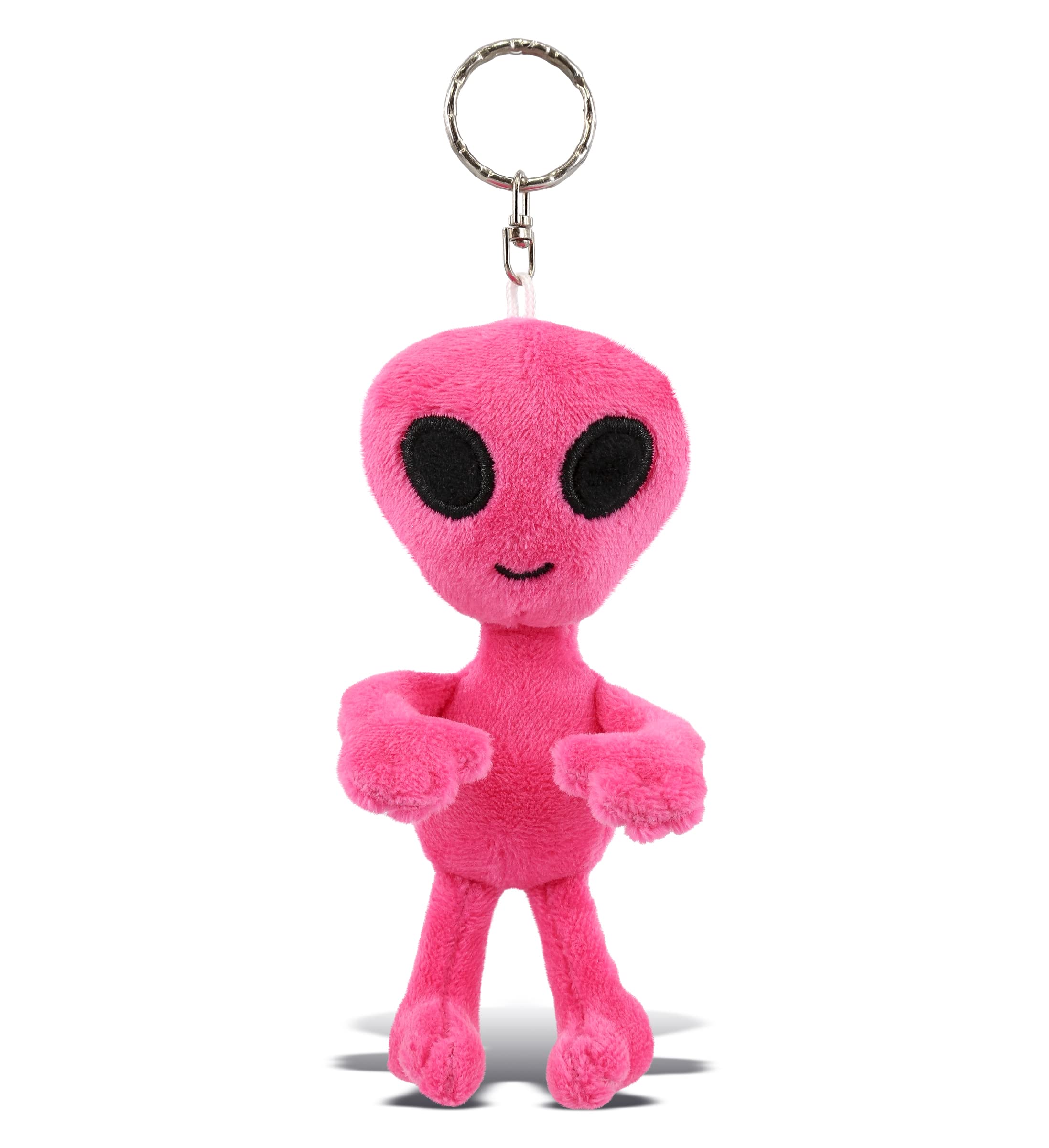 DolliBu Alien Plush Keychain Stuffed Figure Toy - Soft Space Creature Charm Keyring, Cute Decorative Alien Plush Toy Accessory Fun Buddy for Kids Bag, Purse - 5 Inches Pink