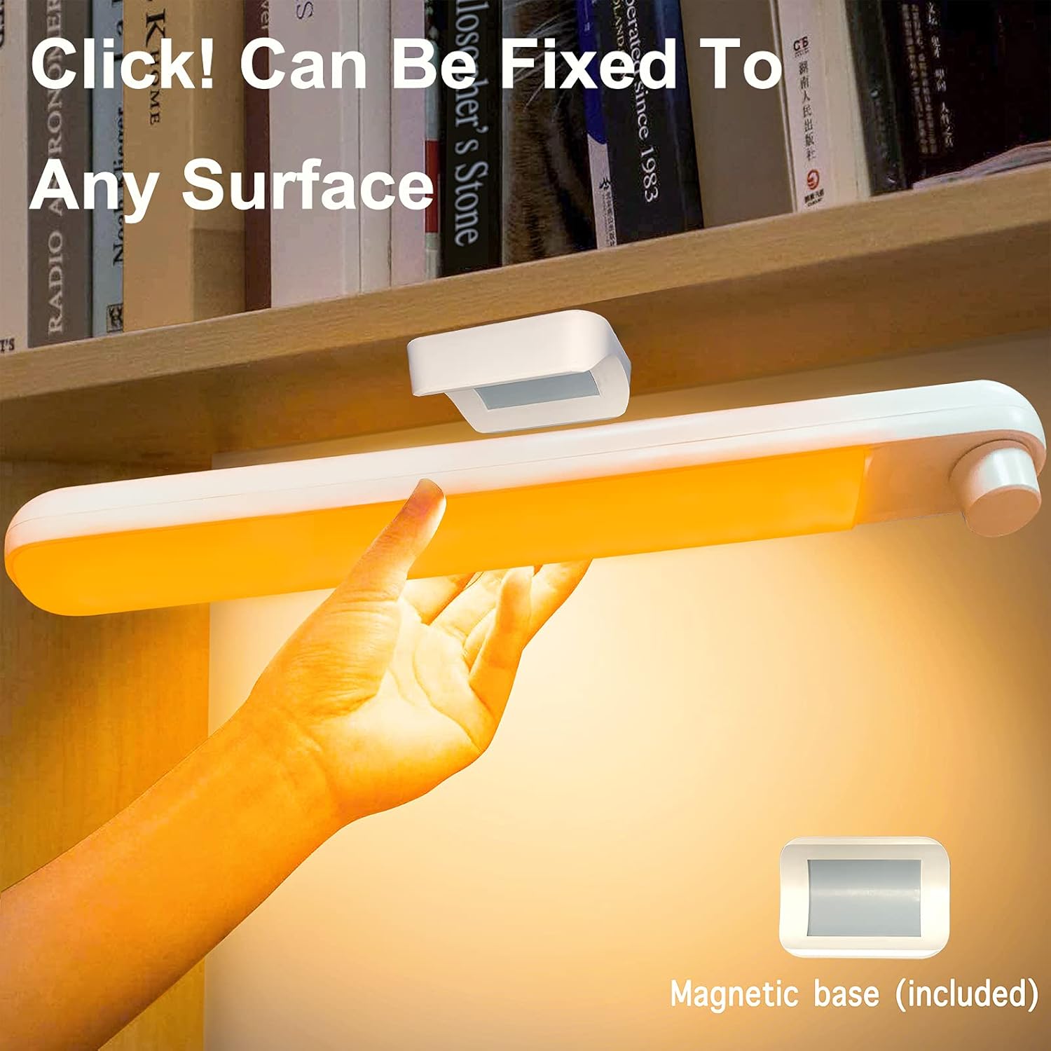 Dimmable Touch Light Bar Bunk Bed Lights Stick on Anywhere Amber Reading Lamps for Wall Mount Bedroom Kids Night Headboard Lamp Rechargeable Battery Powered