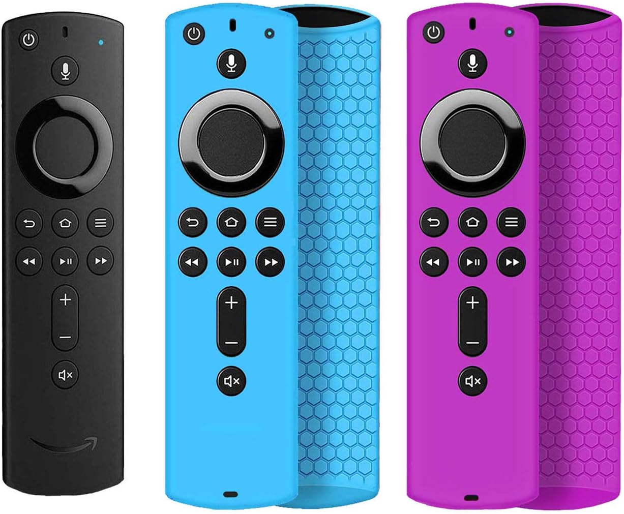 2 Pack Remote Cover for Firesticksticktv 4K/ TV Firestick Lite 2020/ FireTV Stick (2nd Gen)/ FireCube Remote Silicone Case Cover Sleeve Voice Remote Control - Blue Purple