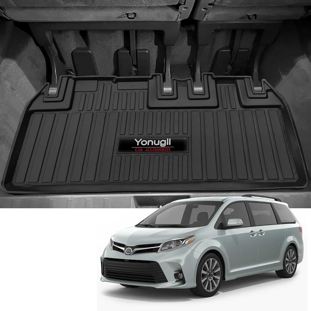 Custom Car Cargo Mats Trunk Liner All Weather TPE Protection Mat Accessories (for 2011-2019 Toyota Sienna)
